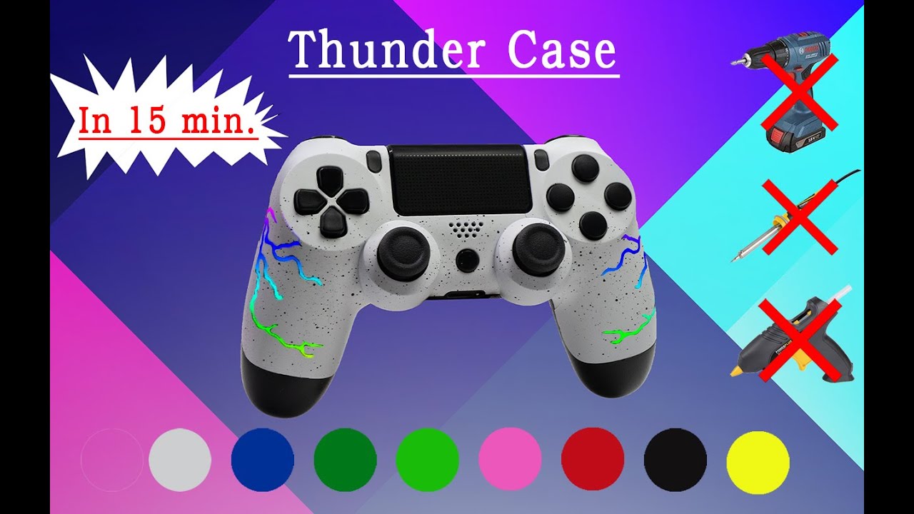 PS4 Controller Thunder/Blitz Gehäuse unter 15min. Ohne Bohren, Löten, Kleben. mit LED Beleuchtung