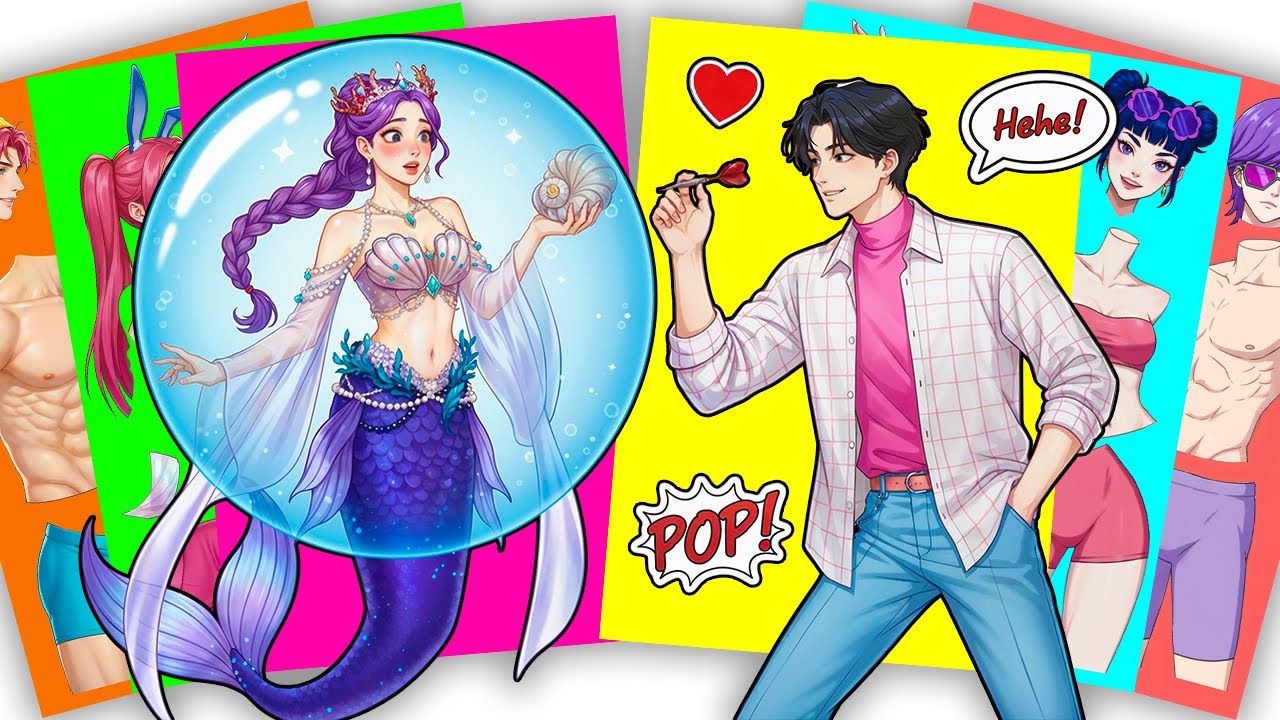 Hehe! Gotcha! 🎯🧜&zwj;♀️ Mermaid HUNTRIX RUMI x SAJABOYS JINU - KPOP DEMON HUNTERS | Sticker Book DIY