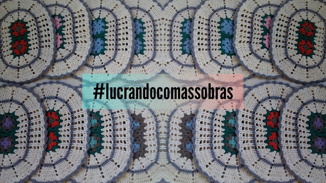 MINI TAPETE OVAL COM SQUARES EM CROCHÊ #LUCRANDOCOMASSOBRAS