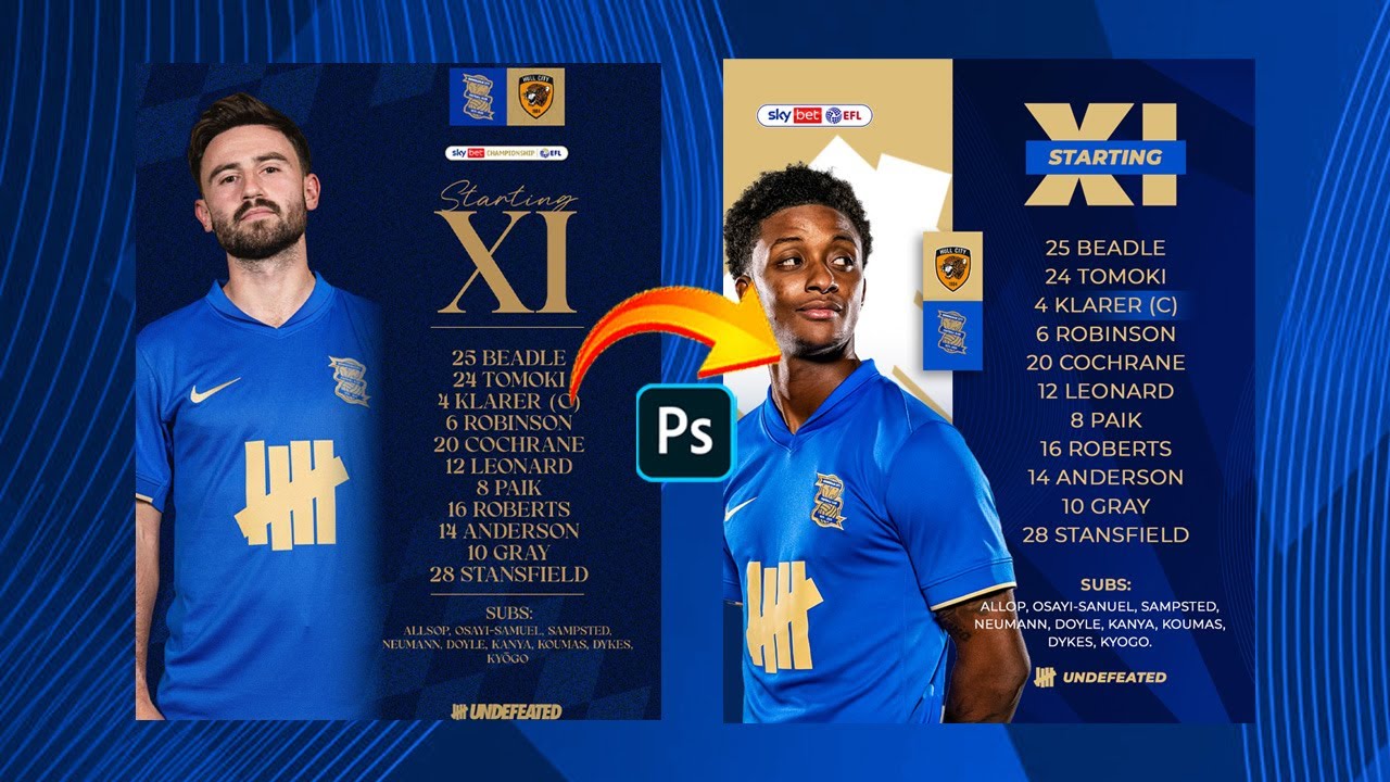 How i Redesigned this Birmingham City's Lineup poster | Photoshop | Tutorial