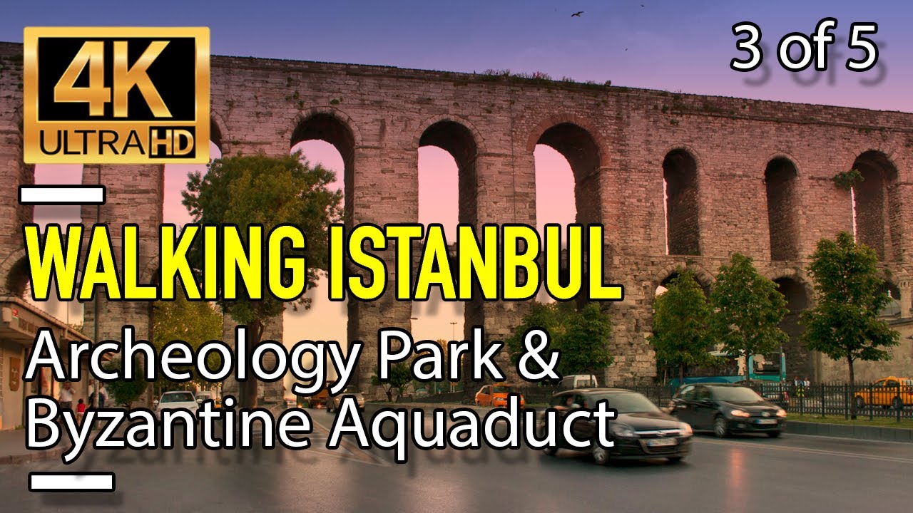 Istanbul Walking Tour - Archeology Park and the Byzantine Aqueduct [ 4K HD/ 60fps ]