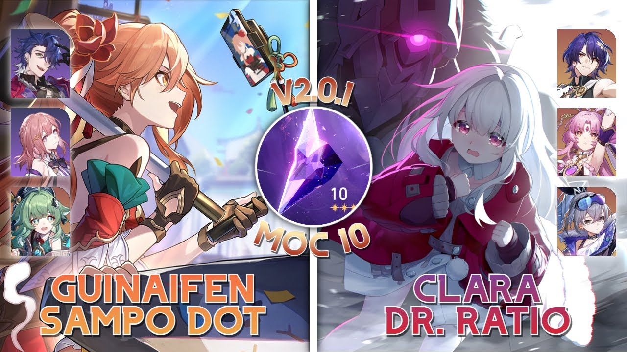 E6 Guinaifen x Sampo & E0 Clara x Dr. Ratio | Memory of Chaos v2.0 | MoC 10 | Honkai: Star Rail