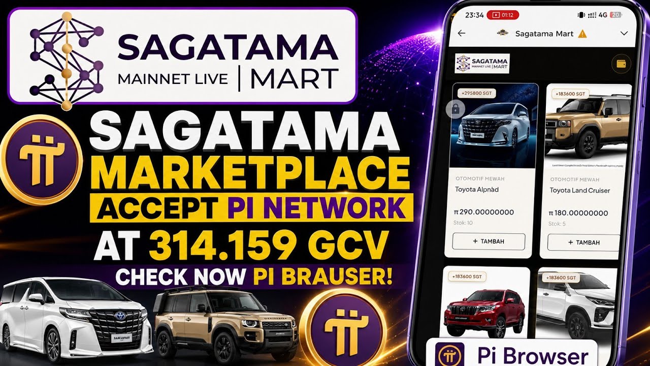 МАРКЕТПЛЕЙС SAGATAMA ПРИНИМАЕТ PI NETWORK ПО КУРСУ 314.159 GCV, ПРОВЕРЬТЕ ПРЯМО СЕЙЧАС В PI BROWSER