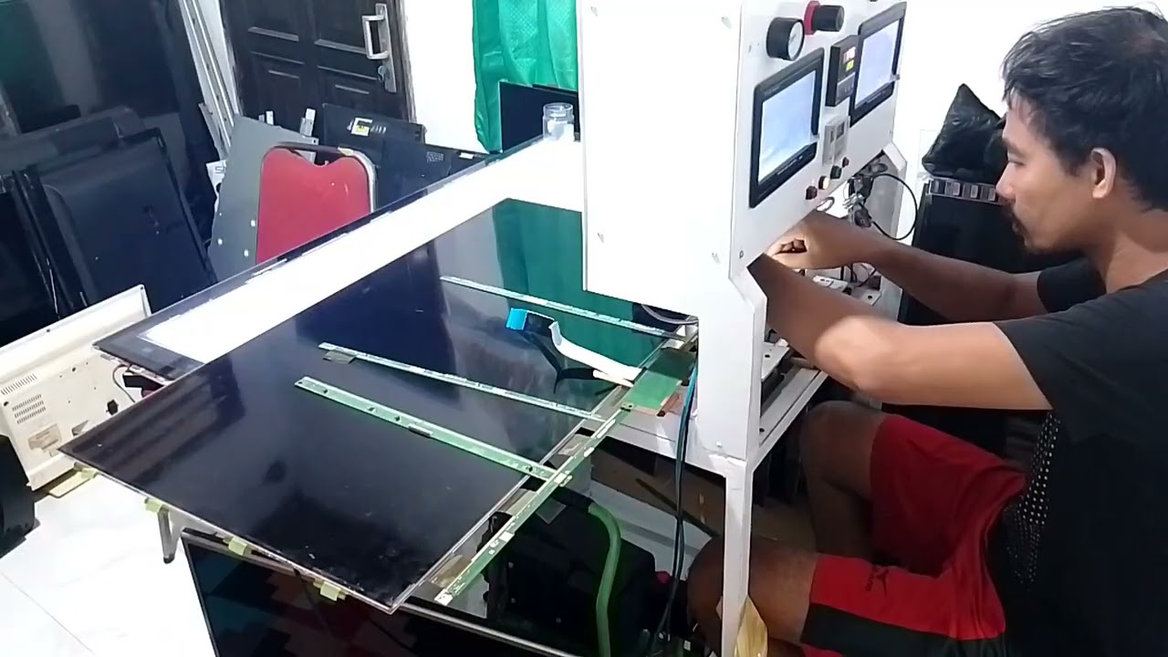 Bondhing lcd TV proses(mesin bondhing lcd rakitan sendiri)