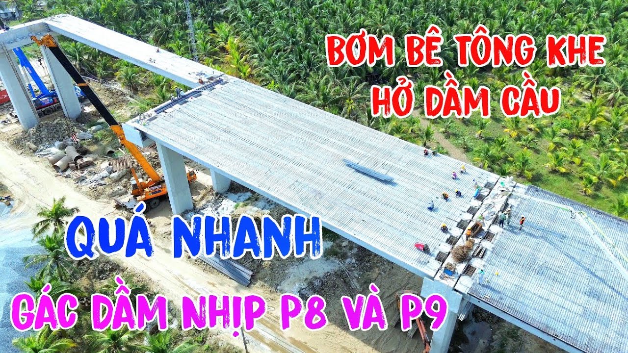 Bơm Bê Tông Khe hở Dầm Cầu Và Gác Dầm Nhịp P8 Và P9 Cầu Đại Ngãi 1