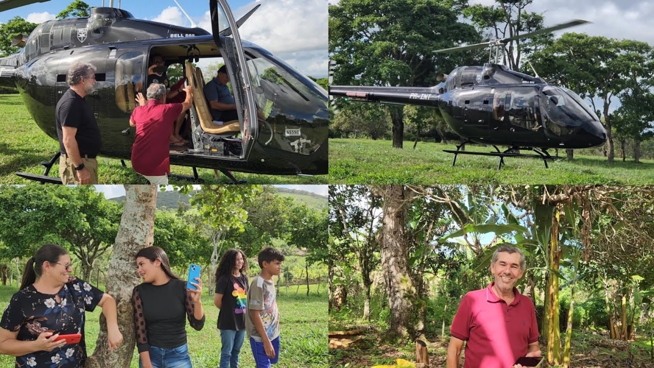 Alegria dos irmãos colatinos passeando de helicóptero pela primeira vez