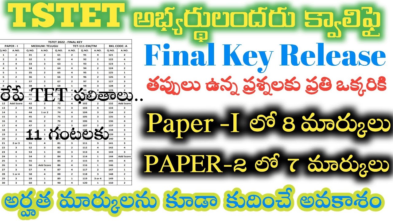 TS TET Results 2022 || TSTET latest news today || TET Qualifying marks|| TETDSC || TSTRT