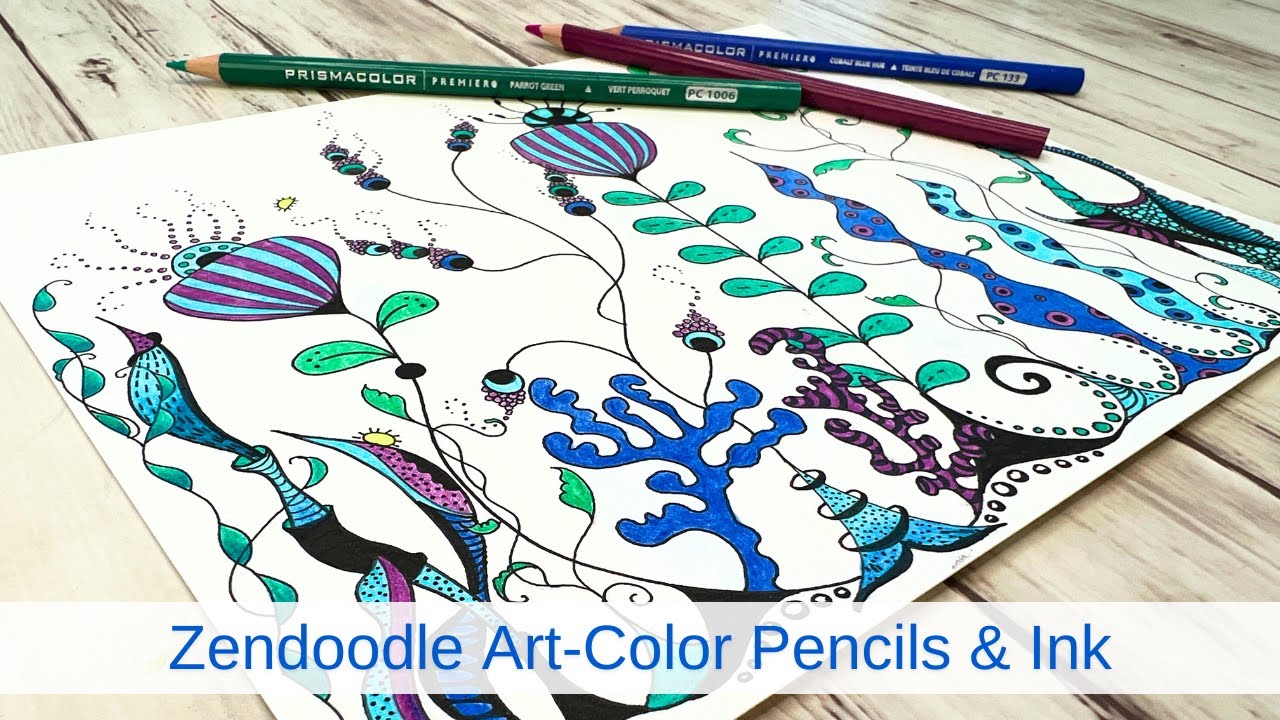 Zendoodle Art - Colored Pencil and Ink 🌊🌱✨