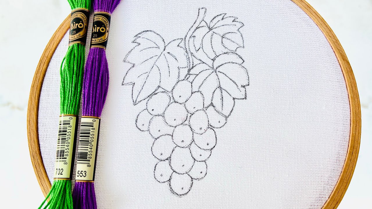VERY EASY 3D GRAPES DESIGN HAND EMBROIDERY FOR BEGINNERS 