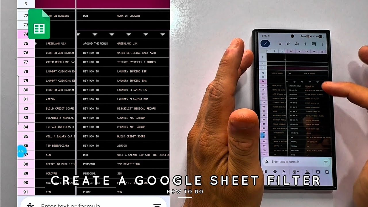 No.³⁶⁶ How to create a filter in Google Sheets on your phone