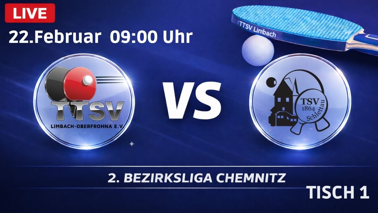 Tisch 1 TTSV LIMBACH vs. TSV 1864 Schlettau | STTV| 2.Bezirksliga Ost Tischtennis