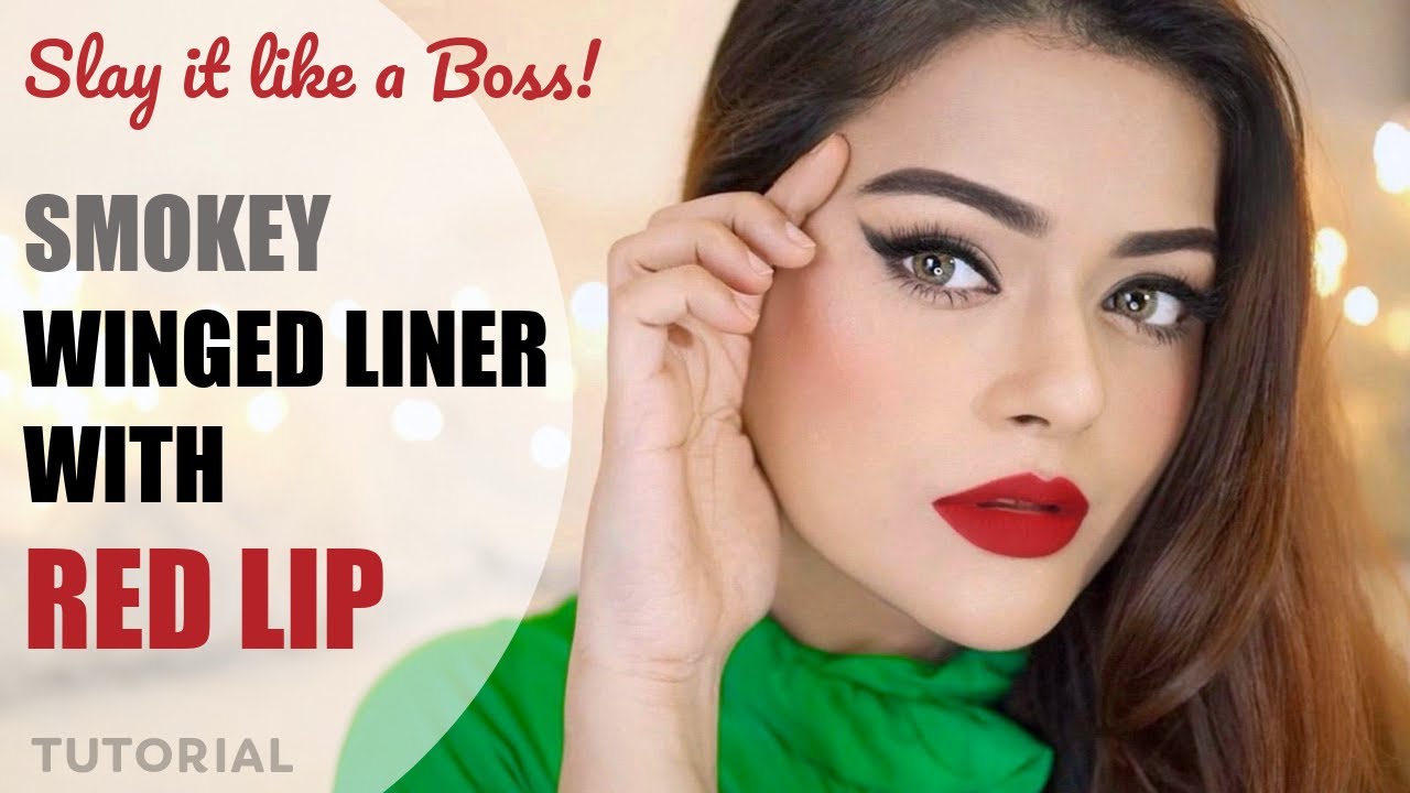 SMOKEY WINGED LINER WITH RED LIPS TUTORIAL | SLAY A RED LIP LIKE A BOSS