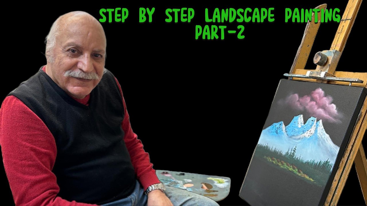 Adım Adım Siyah tuval Manzara Yapımı ( Bölüm - 2 ), How to Paint a Landscape - Step by Step (part 2)