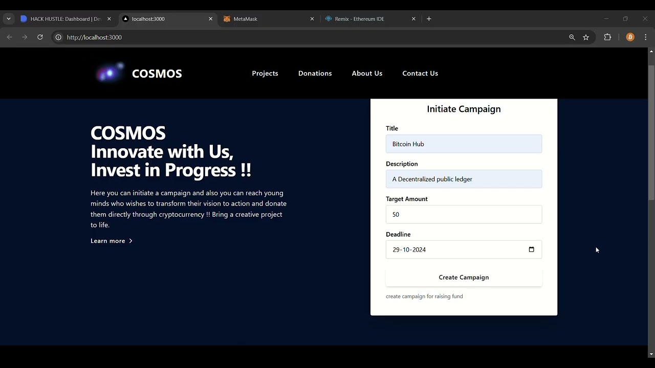 Crowdfunding Platform using Blockchain Technology