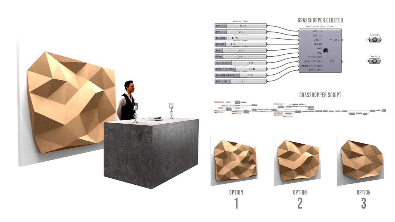 Parametric Triangulated Random Wall Art Rhino 8 and Grasshopper 3D Architecture and Fabrication