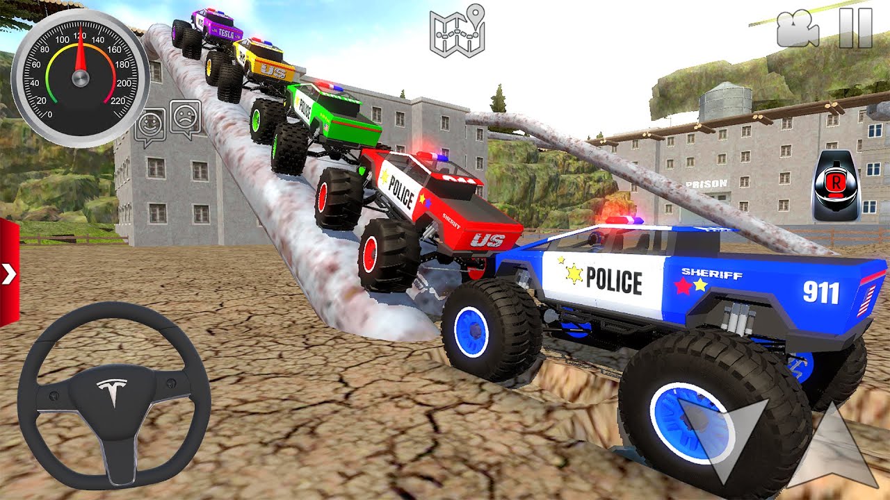 Police Monster Truck Mega Ramp Driving Tracks #1 - US Extreme Car Stunts Racing - Android Gameplay