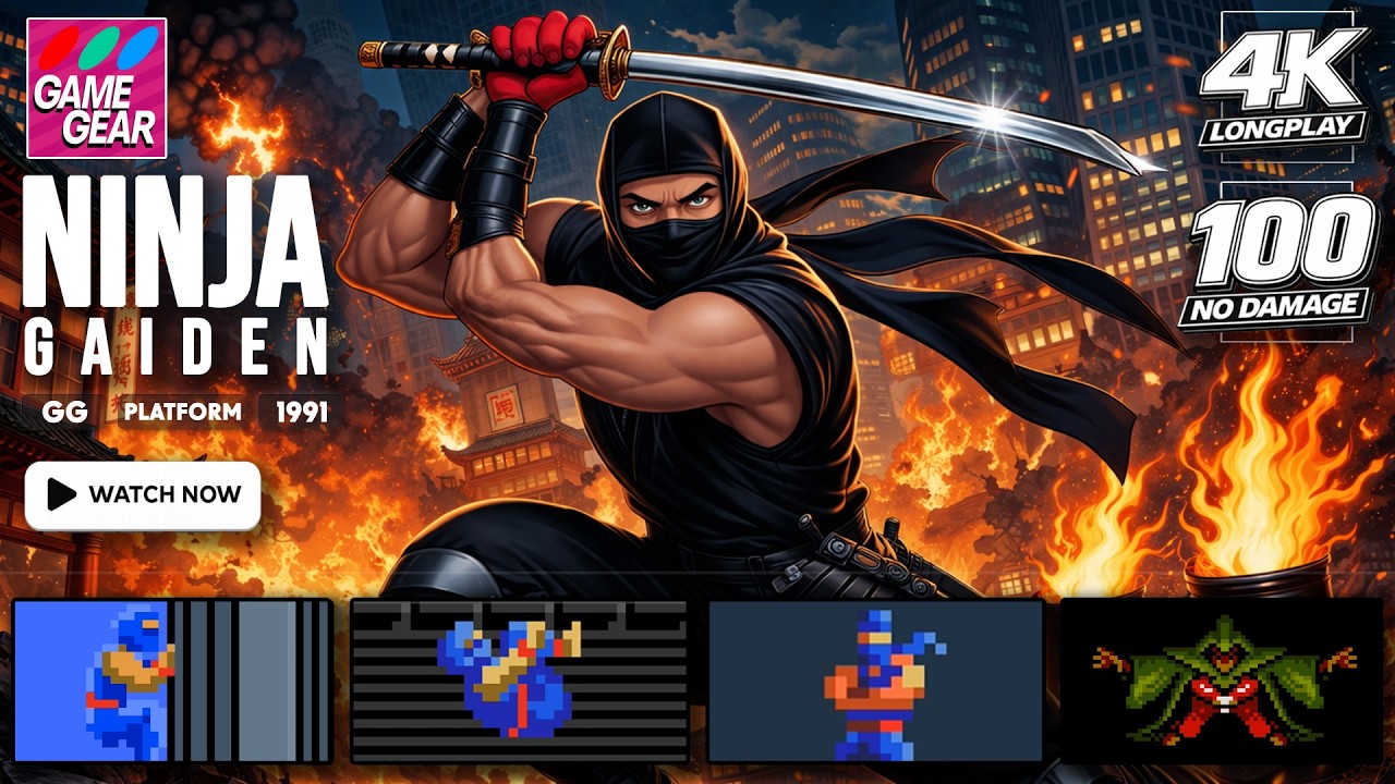 [NO DAMAGE] Ninja Gaiden | GAME GEAR LONGPLAY | FULL GAME | 4K