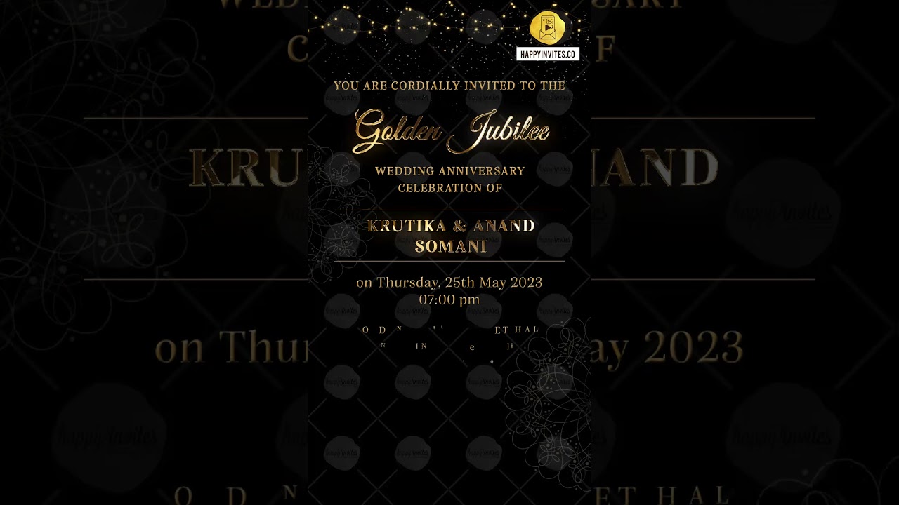 50 Wedding Anniversary Invitation Video Card- Digital Invite - Golden Jubilee whatsapp +918879794909