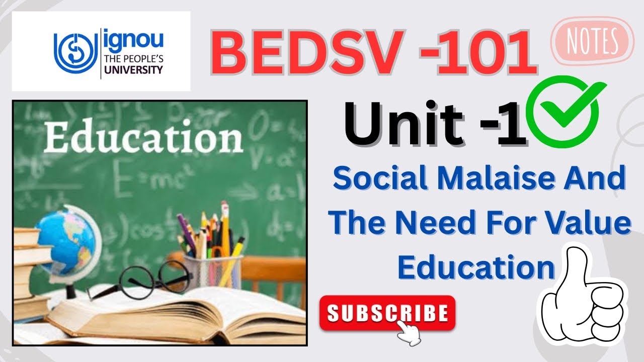 BEDSV -101 \\ Unit -1 Social Malaise And The Need For Value Education #ignou #bedsv101 #unit1 