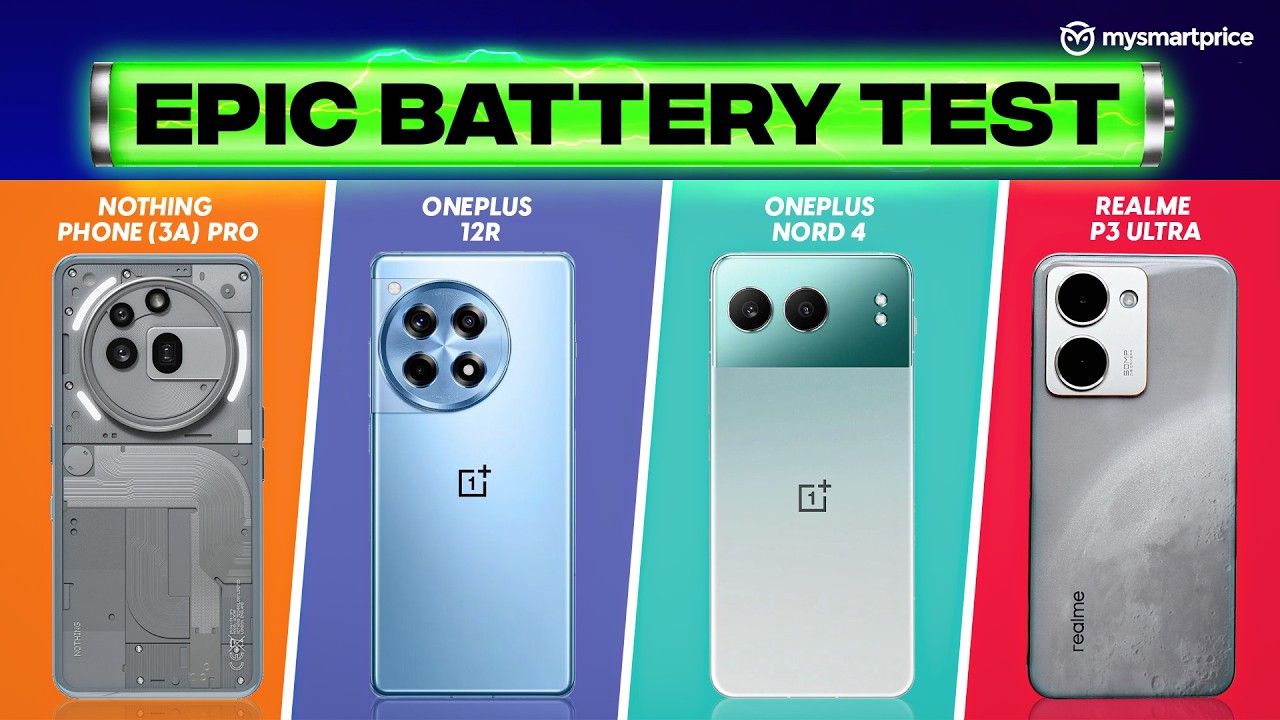 EPIC BATTERY TEST🔋 Realme P3 Ultra vs Nothing Phone 3a Pro vs OnePlus 12R vs OnePlus Nord 4 🔥