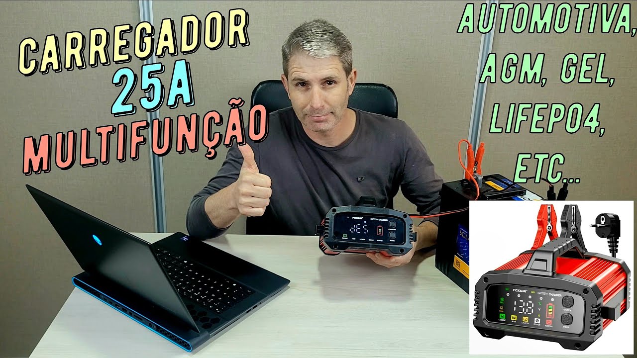 TESTE CARREGADOR BATERIA  25A MULTIFUNÇÃO
