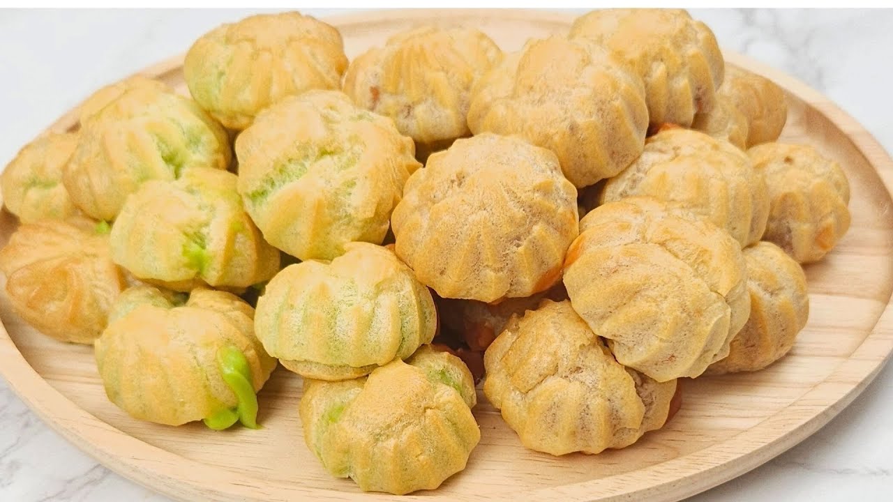 แจกสูตร มินิชูครีม (Mini Choux Cream) เอแคลร์ ไส้สังขยาใบเตย สังขยาชาไทย