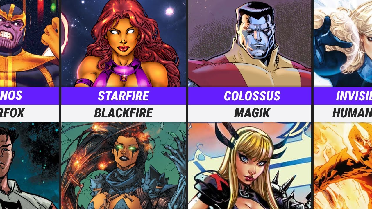 Marvel and DC Characters and Their Siblings