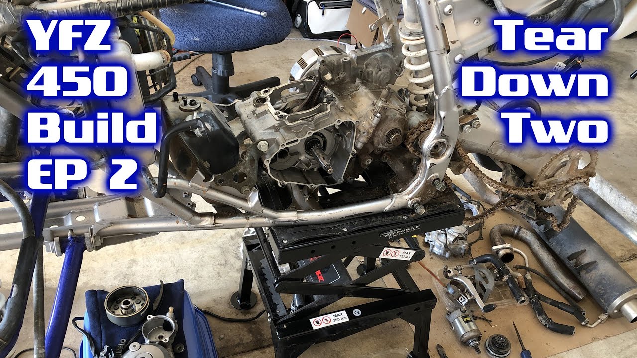 Yamaha YFZ450 Build - Part 2 - Tear Down - Engine Motor, Top End, Exhaust, Cylinder Head, Piston Jug