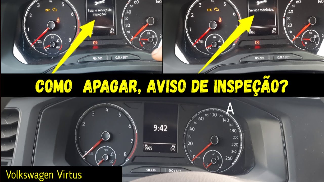 Aviso de inspeção Volkswagen Virtus. Como Apagar?