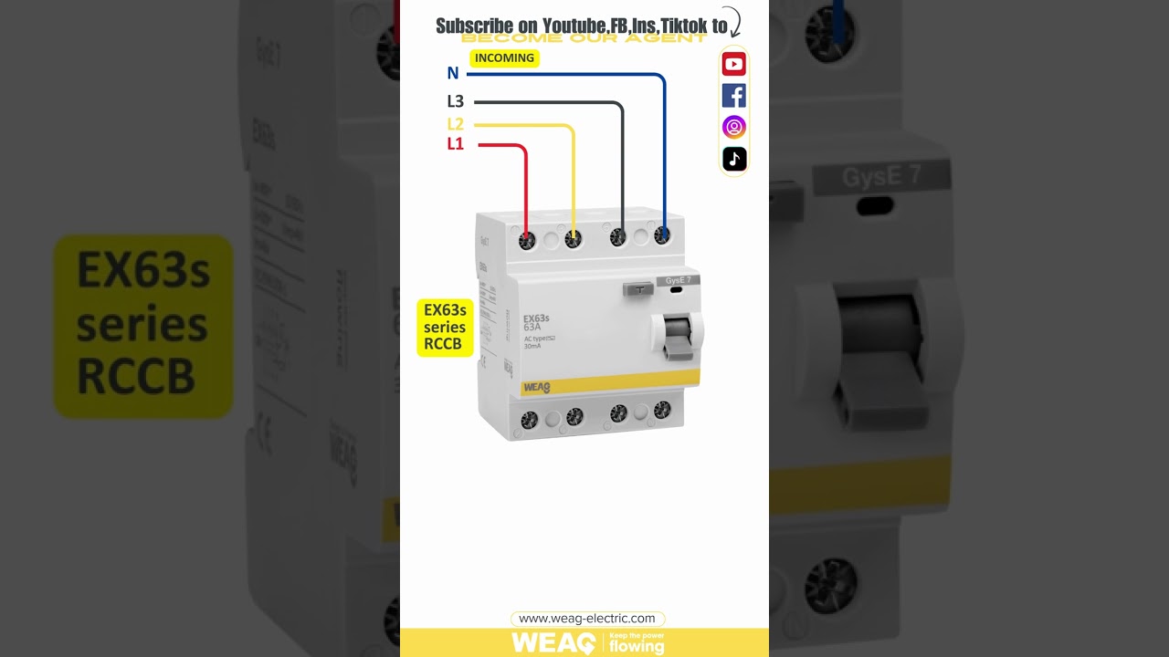 4 Poles RCCB Wiring Diagram | RCCB Connection !