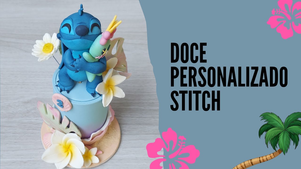 Doce personalizado Stitch , mini bolo  cilindro com decoração em pasta americana Lilo e Stitch