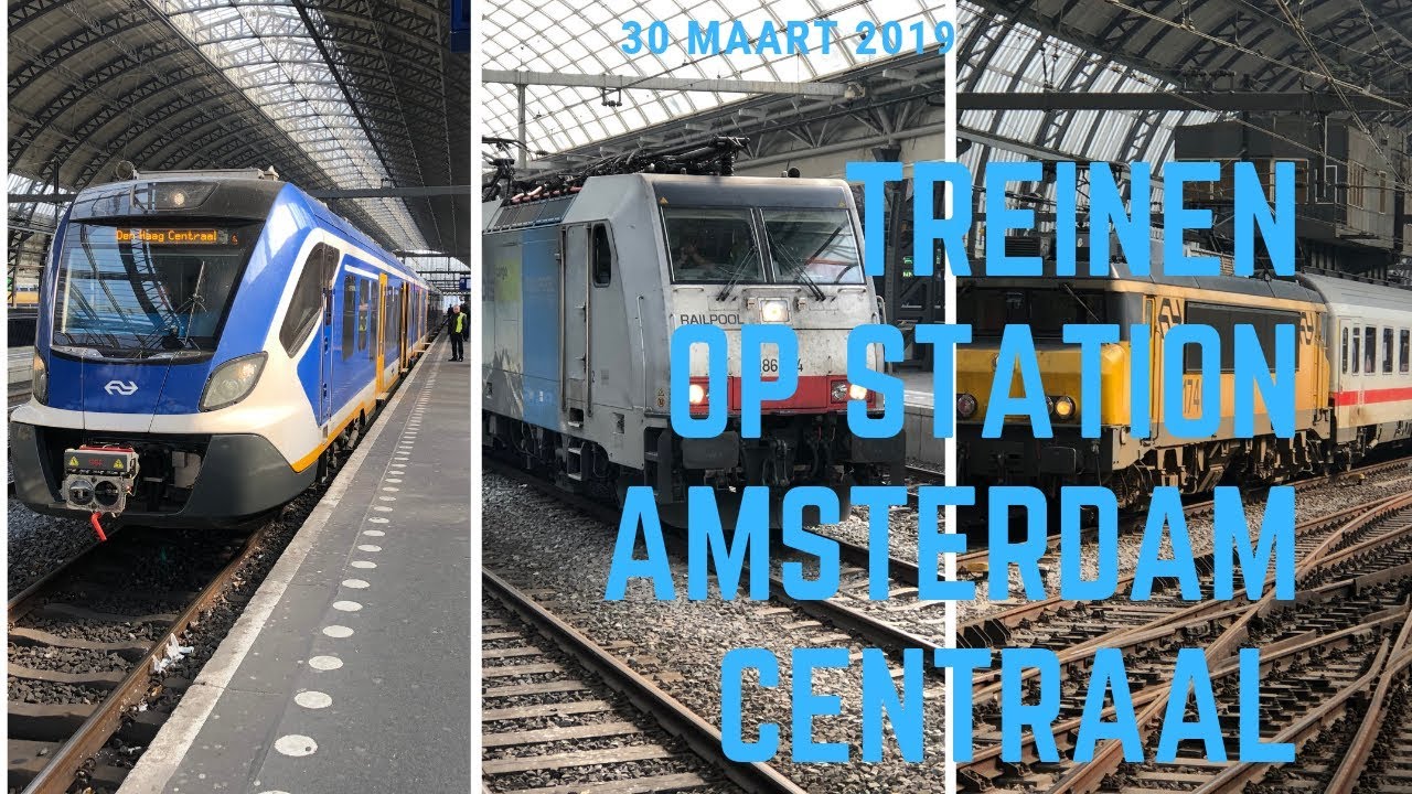 Treinen op station Amsterdam Centraal. 30 maart 2019
