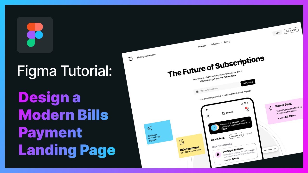 Figma Tutorial: Design a Modern Bills Payment Landing Page