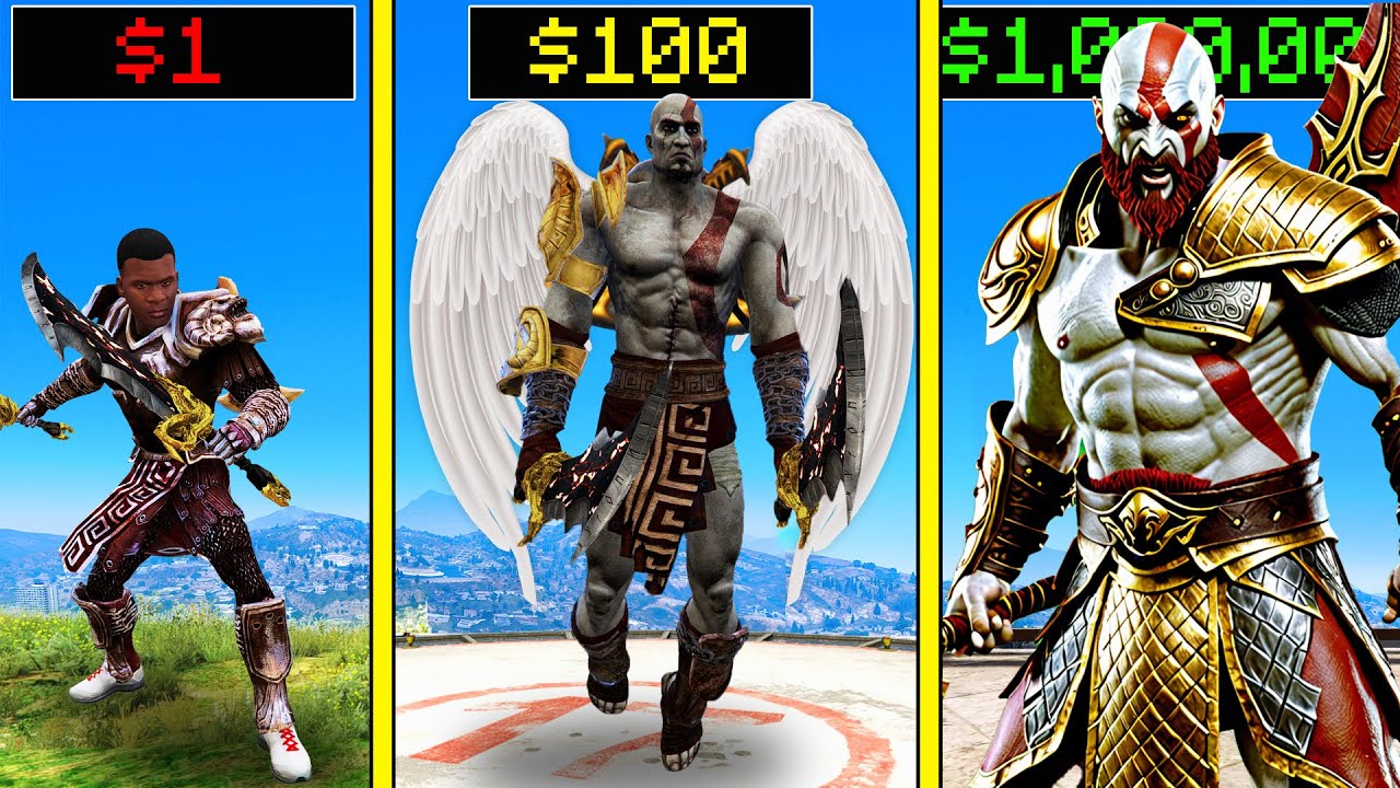 GTA 5 : $1 GOD OF WAR to $1,000,000,000 GOD OF WAR KRATOS (GTA 5 Mods)