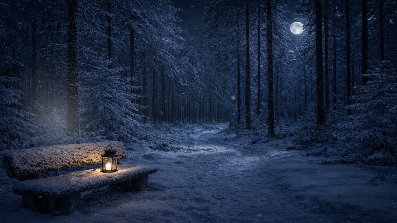 winter ambient art • full moon winter forest •  relaxing background music