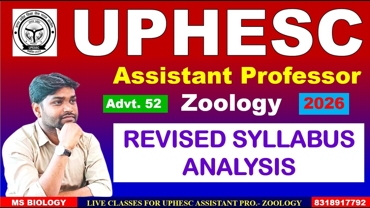 #uphescvacancy #upessc #zoology #syllabus #2026# ASSISTANT PROFESSOR# ADVERTISEMENT 52# REVISED