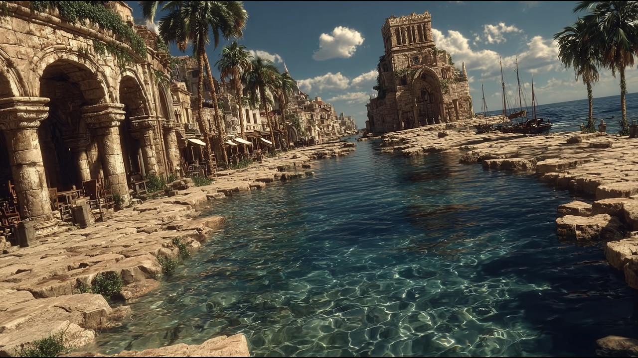 The Sunken Harbor of Golden Ruins | Medieval Fantasy Music & Animated Ambience