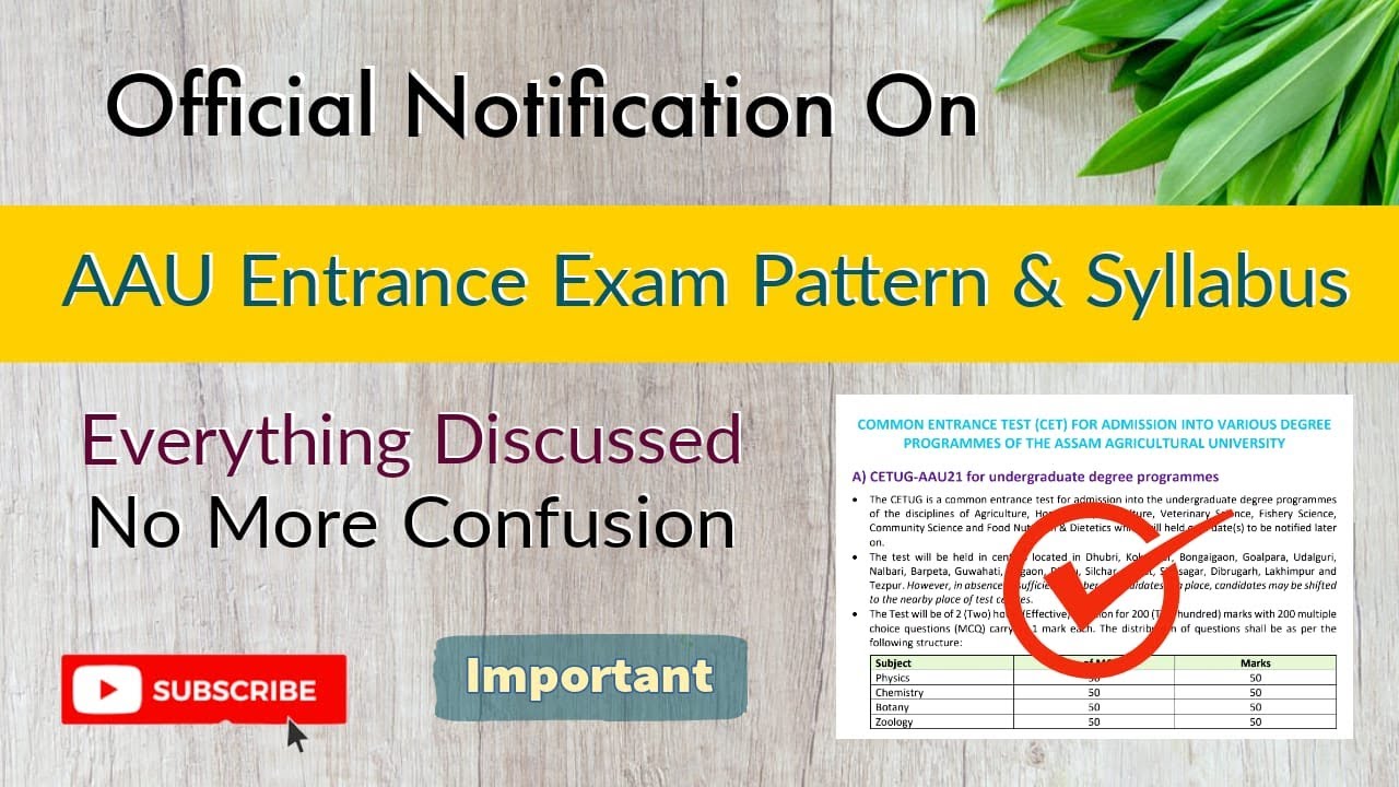 AAU Official Notification on Exam Pattern & Syllabus for All Courses | Complete Discussion