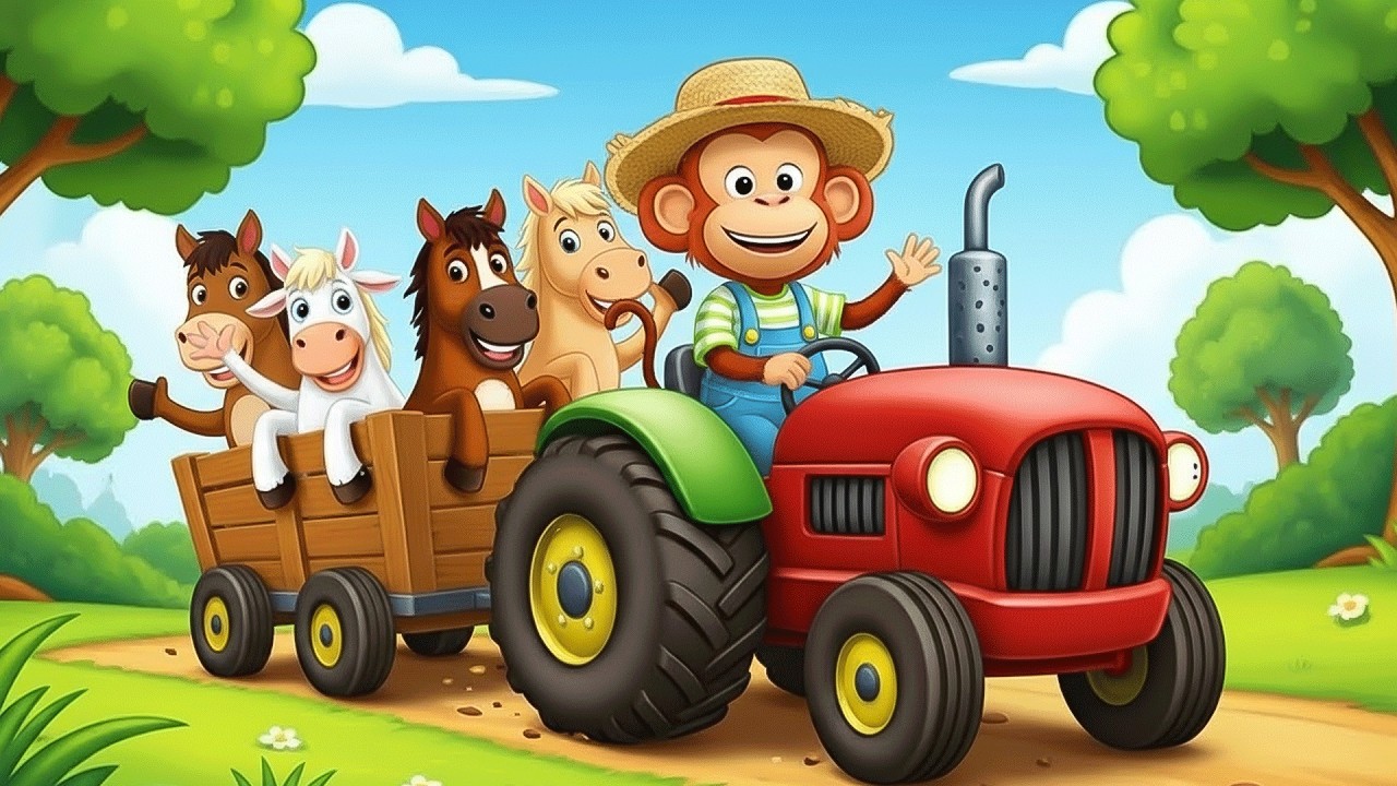 Cute Monkey Farm Adventure Fighting Wild Boar & Chasing Away Giant Snake | Funny Farm 🐒🚜