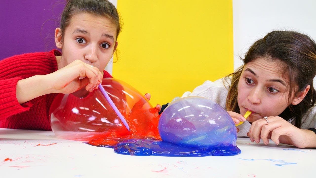 Slime şişirme oyunu! Ayşe ve Asu Ela ile yeni oyun!