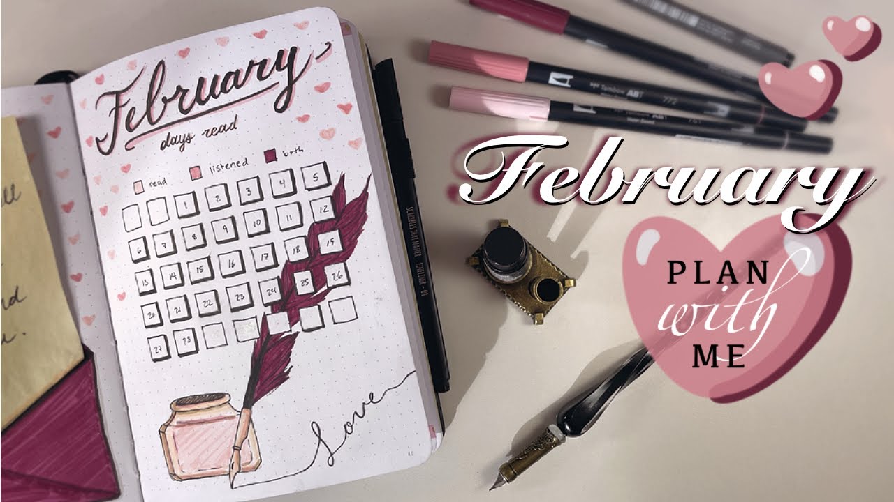 LOVE LETTER THEME February 2022 Reading Bullet Journal - Plan With Me