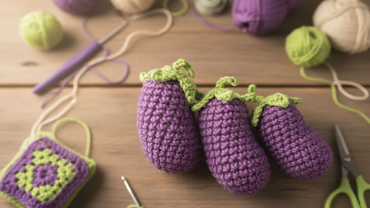 Jak  szydełkować mini warzywa? 🧶 DIY Szydełkowy Bakłażan/Kabaczek #647 PL/ENG