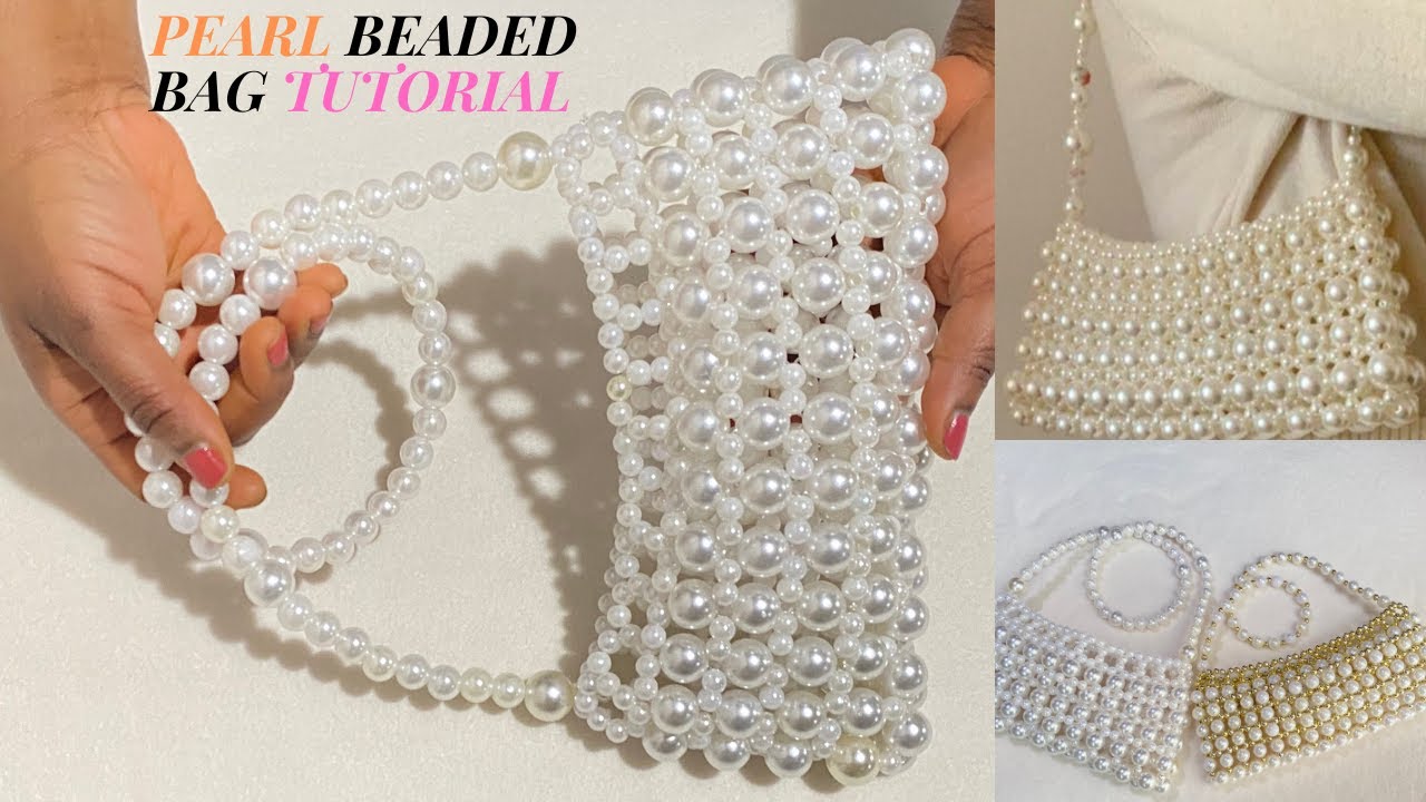 HOW TO MAKE A PEARL BEADED BAG DIY VINTAGE PEARLS BEAD BAG HOW TO MAKE A WEDDING PEARL BAG PEARL BAG