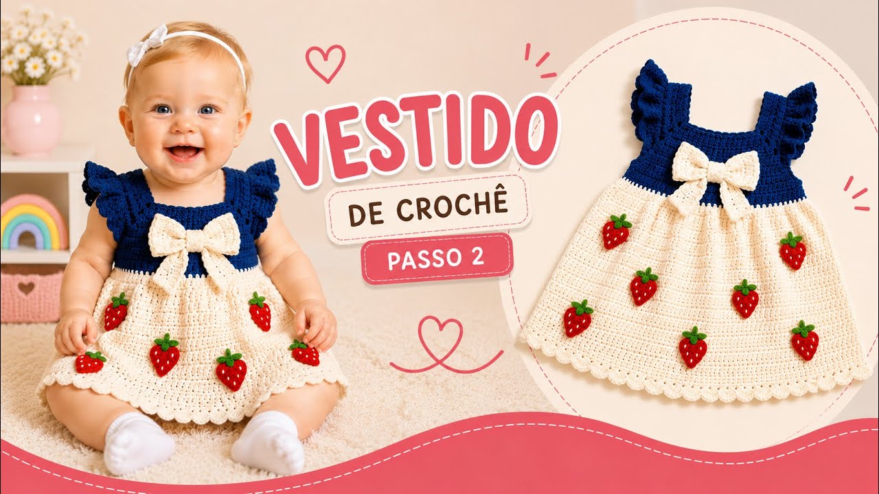 VESTIDO DE CROCHÊ INFANTIL PASSO 2