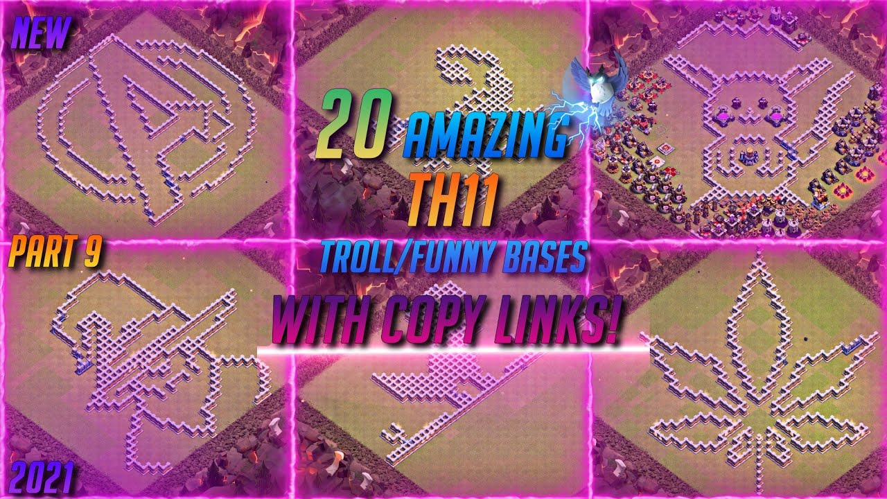*2021* TOP 20 TH11 FUNNY/TROLL BASES COMPILATION WITH COPY LINKS! | PART 9 | COC | KING WARRIORS