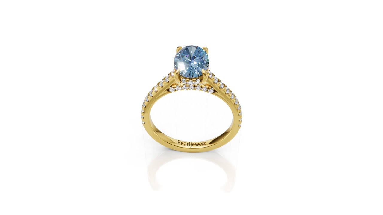 Stunning Blue Moissanite Engagement Ring in Rose Gold | Unique Criss-Cross Diamond Band