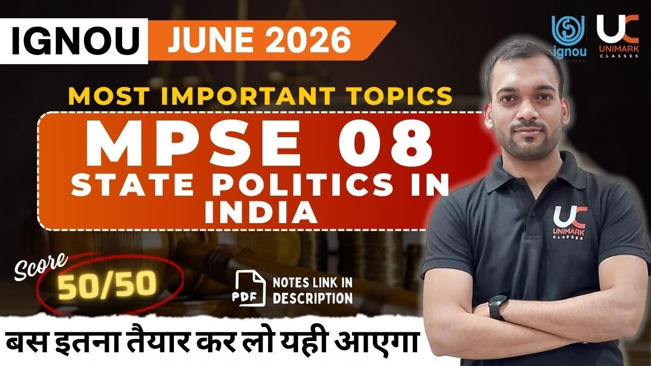 MPSE 008 IGNOU | Most Important Topics with Answers PDF in English/Hindi June'26 | | Unimark Classes
