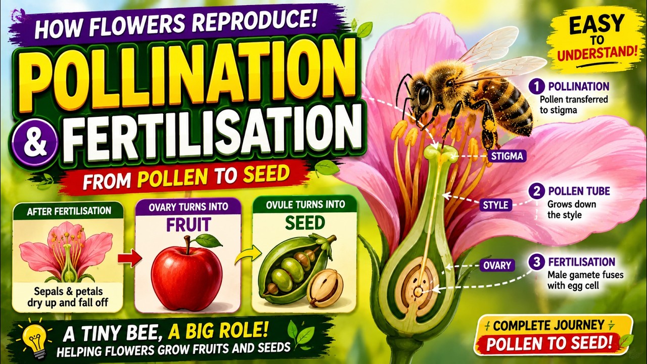 How Flowers Reproduce? | Pollination & Fertilisation | From Flower to Fruit and Seed