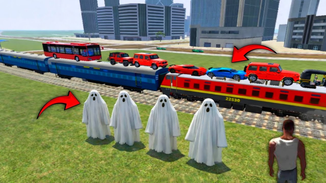 Sabhi Gadiyon🚘 Ko Train🚉 Ke Upar Rakhna🤯 ||इन भूतों👻 ने मेरे गाड़ियों🚘 पर किया कब्जा 😭||gtacity gta5