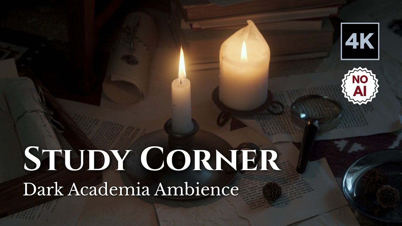 Quiet Study Corner 🕯️📜 | Dark Academia Ambience with Warm Candlelight & Soft Sounds | No AI